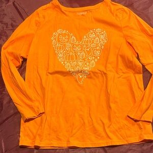 Cat & Jack Bright Orange Halloween Heart Tee